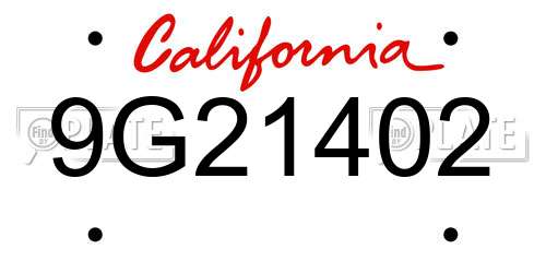 9G21402 California License Plate