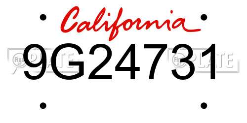 9G24731 California License Plate