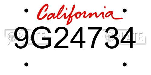 9G24734 California License Plate