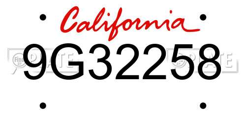 9G32258 California License Plate