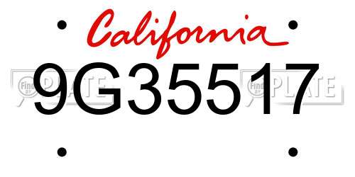9G35517 California License Plate
