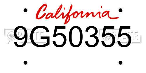 9G50355 California License Plate