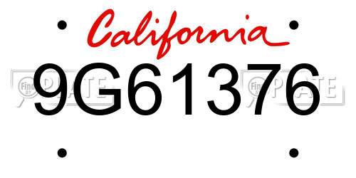 9G61376 California License Plate