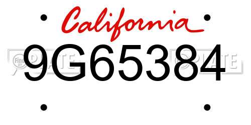 9G65384 California License Plate