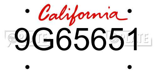 9G65651 California License Plate