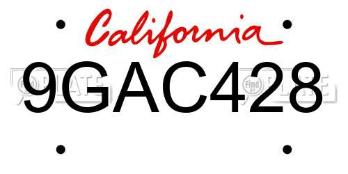 9GAC428 California License Plate