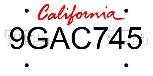 9GAC745 California License Plate
