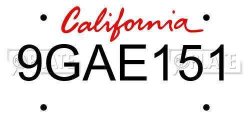 9GAE151 California License Plate