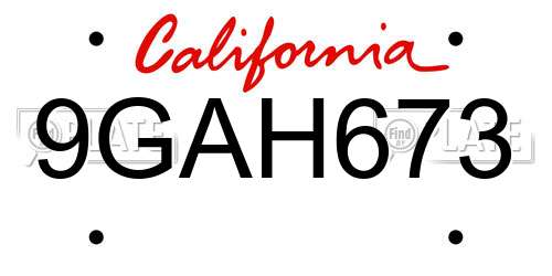 9GAH673 California License Plate