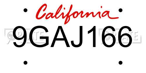 9GAJ166 California License Plate