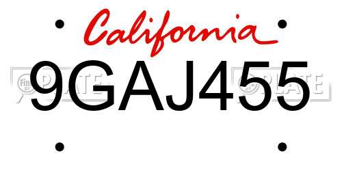 9GAJ455 California License Plate