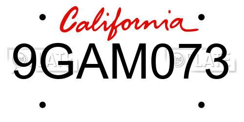 9GAM073 California License Plate