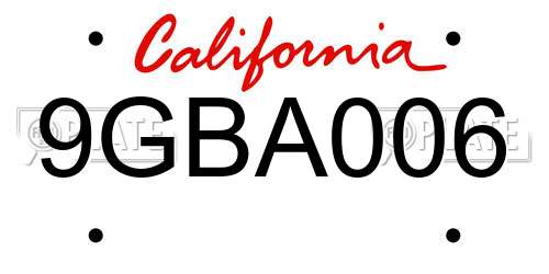 9GBA006 California License Plate