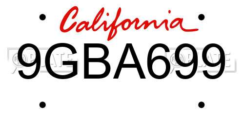 9GBA699 California License Plate
