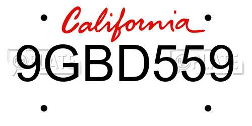 9GBD559 California License Plate