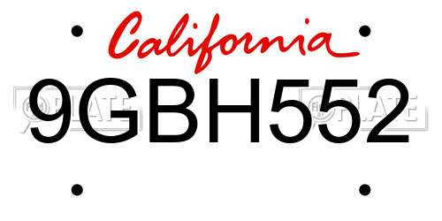 9GBH552 California License Plate