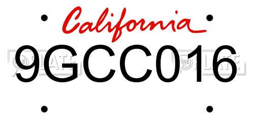 9GCC016 California License Plate