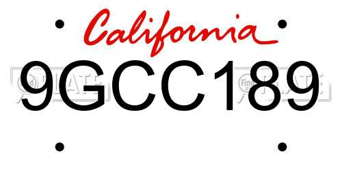 9GCC189 California License Plate