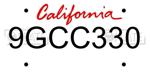 9GCC330 California License Plate