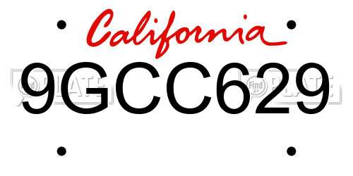 9GCC629 California License Plate