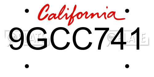 9GCC741 California License Plate