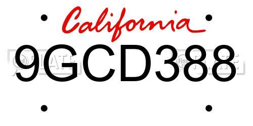 9GCD388 California License Plate