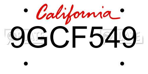 9GCF549 California License Plate