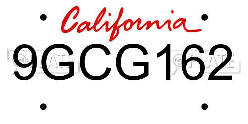 9GCG162 California License Plate