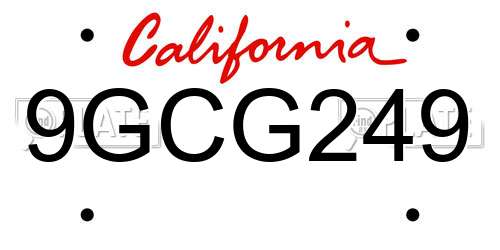 9GCG249 California License Plate