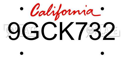 9GCK732 California License Plate