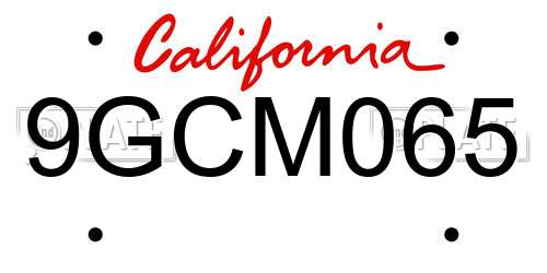 9GCM065 California License Plate