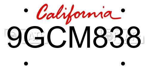 9GCM838 California License Plate