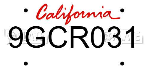 9GCR031 California License Plate