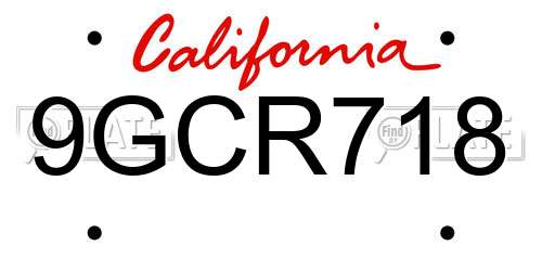 9GCR718 California License Plate
