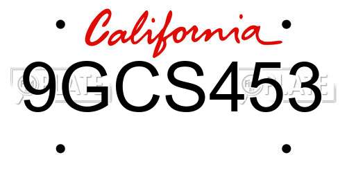 9GCS453 California License Plate
