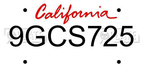 9GCS725 California License Plate