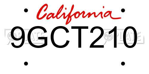 9GCT210 California License Plate