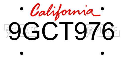 9GCT976 California License Plate