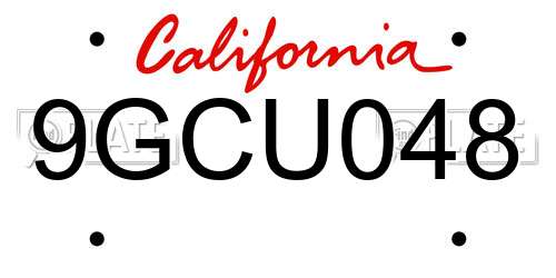 9GCU048 California License Plate