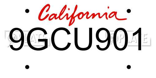 9GCU901 California License Plate
