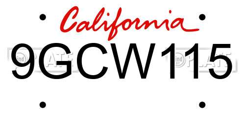 9GCW115 California License Plate