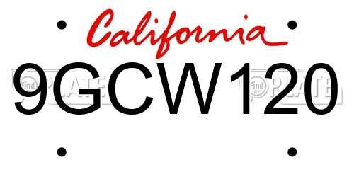 9GCW120 California License Plate