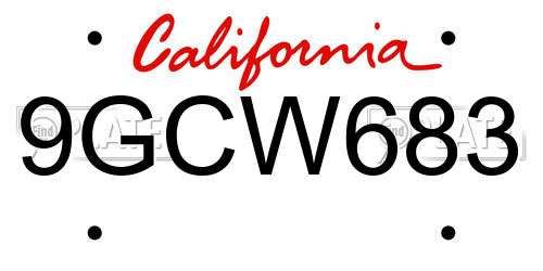 9GCW683 California License Plate