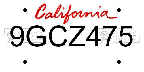 9GCZ475 California License Plate