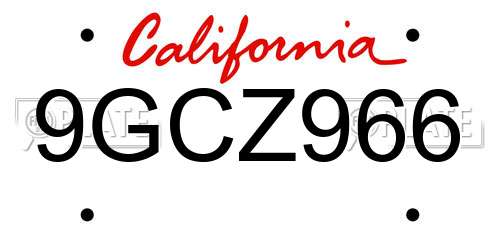 9GCZ966 California License Plate