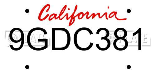 9GDC381 California License Plate