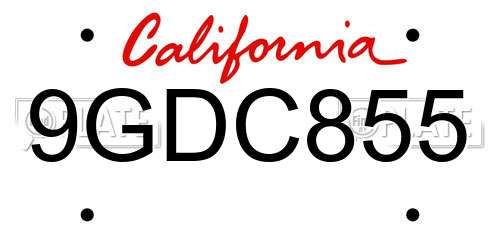 9GDC855 California License Plate