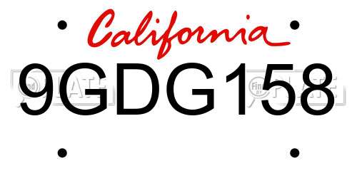 9GDG158 California License Plate