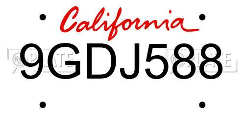 9GDJ588 California License Plate