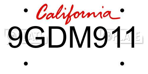 9GDM911 California License Plate